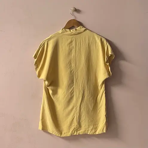 Vintage Annie Alexander 100% Silk Mellow Yellow Blazer Blouse Size 4 EUC