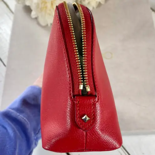 Jimmy Choo Red Saffiano Leather Cosmetic Bag
