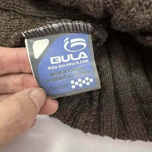 Bula Polartec Fleece Lined Wool Blend Cable Knit Winter Ski Beanie Brown Womens