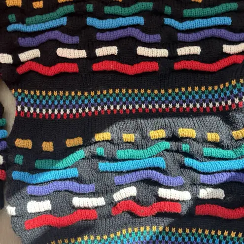 Carducci VTG 80s S Women's 3D Chunky Knit Sweater Wool Black Coogi Style