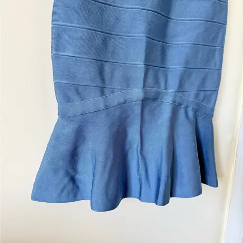 Herve Leger Sweetheart Flare Hem Bandage Dress Blue