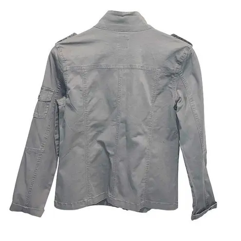 Kensie Jeans Womens Cargo Pockets Cotton Blend Military Jacket Gray Small NWT