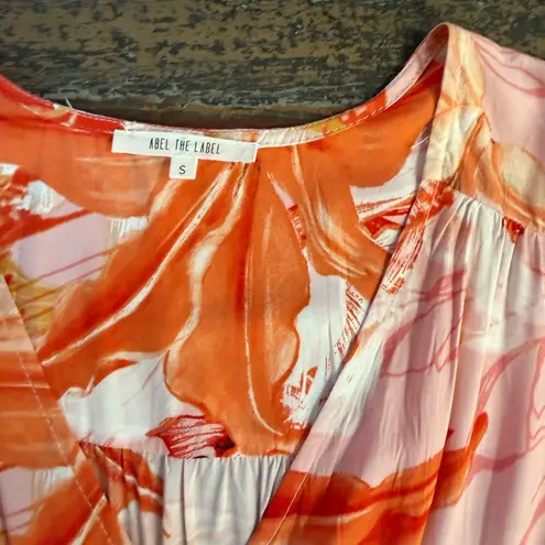 Abel the label Watercolor Tropical Floral Elastic Waist Midi Dress – Small 💛🍄 - Image 6