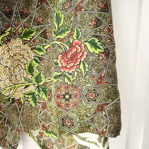 Wayne Rogers Vintage Silk Green Graphic Leopard Floral True Wrap Short Skirt 10