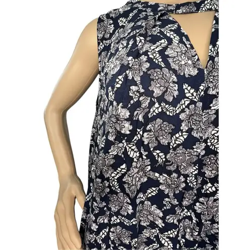 Umgee  Blue and White Floral Pattern Tank Style Babydoll Dress