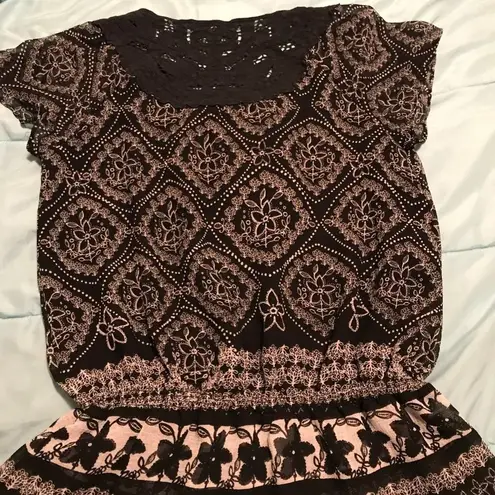 Ny Collection Brocade and Floral Peplum Blouse