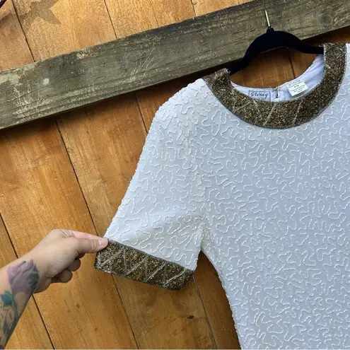 Stenay vintageā beaded silk cream formal party dress size P10 fall Christmas