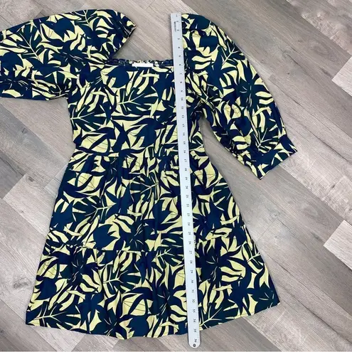 Ba&sh Winny TropicalāPalm Print Tiered Mini Dress Yellow BlueāSmall