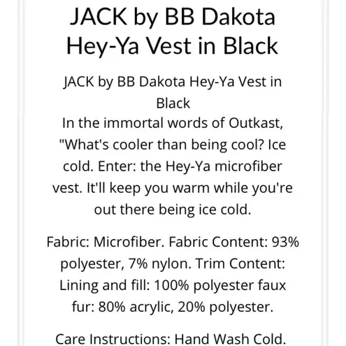 Jack by BB Dakota JACK BB Dakota Hey Ya Hooded Vest S