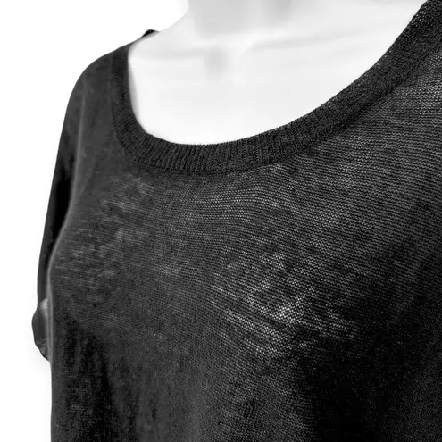 Pablo Gerard Darel | L | 100% Linen Round Neck Cap Sleeve Keyhole Sweater Top Black Size L