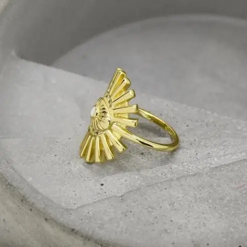 Gold Evil Eye Statement Ring Size 6 - Image 4
