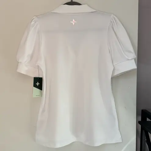 Tuckernuck  Sport White Puff Sleeve Performance Jersey Caroline Polo