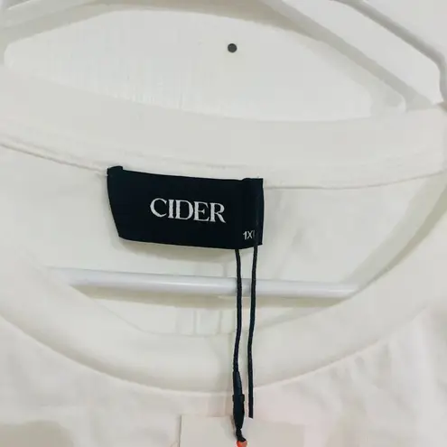 Cider Oversized Tee Curve Cotton Short Sleeve Women's Top White Size 1XL NWT