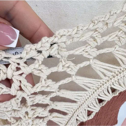 GORGEOUS M/L Brown/Pink Ivory Crochet Beach Pool Cover Up Hi Lo Hem Boho Hippie Pink Size M