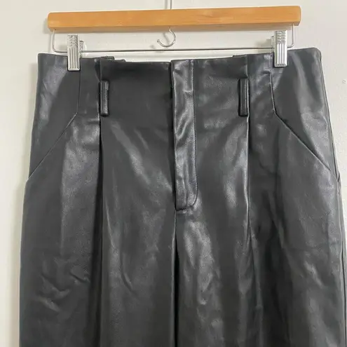 Lucy Paris Faux Leather Flat Front Crop Pants Women's Size L Black