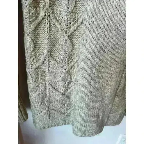 Sleeping on Snow Yak & Wool Blend Knit Sherpa Collar Faux Fur Cardigan, XS Tan