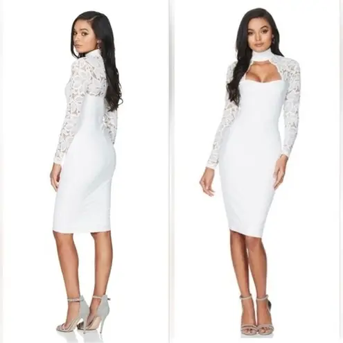 Nookie x Revolve Lady Lace long sleeve dress in white NWT