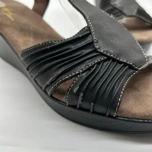 Natural Soul By Naturalizer Sandals Womens 11 Black Evie Wedge Comfort Elements Black