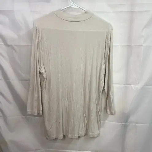 Prologue women's cream ribbed mock neck 3/4 sleeve stretch neutral tunic top XXL