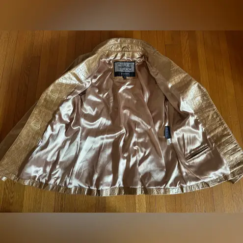 Vtg 90s Pelle Studio Metallic Gold Crocodile Blazer