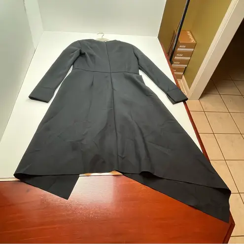 Akris Zip Front Asymmetric Midi Dress Neoprene Womens Size US 10 Black Goth NEW