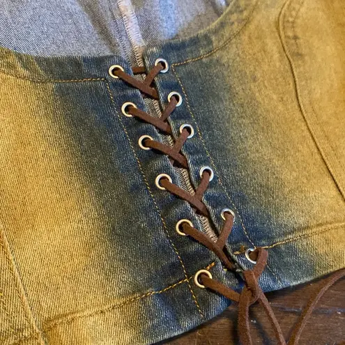 Finesse Lace up Denim Corset Bustier Cassidy Top Blue Size XS
