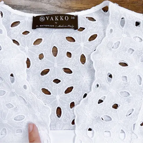 VAKKO • Cotton Eyelet Midi Dress white cutwork lace a