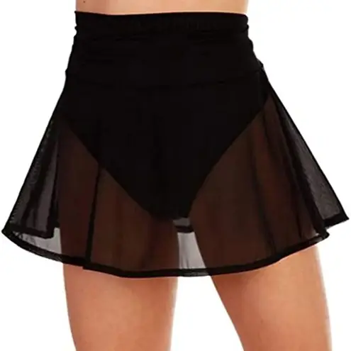 NWT Womens Sheer Mesh High Waist Mini Skater Skirt Black Small