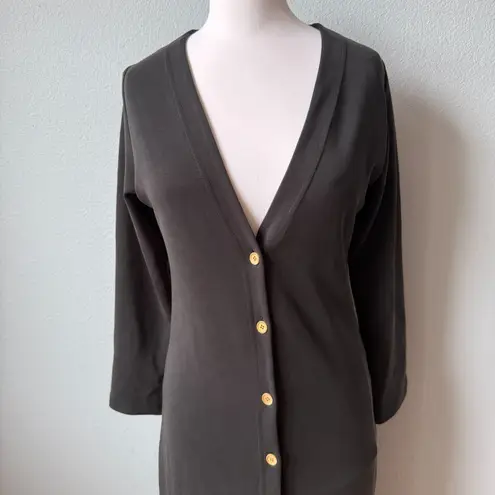 Emerson Fry Long V Neck Midi Dress Size XS Black