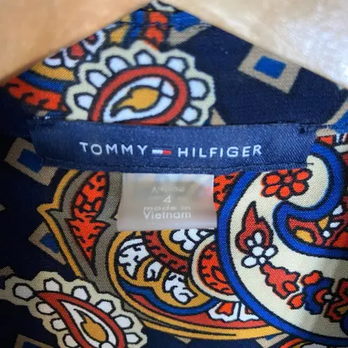 Tommy Hilfiger  Paisley Printed Tie-Waist Shirt Dress Women's Size 4 3/4 Sleeves