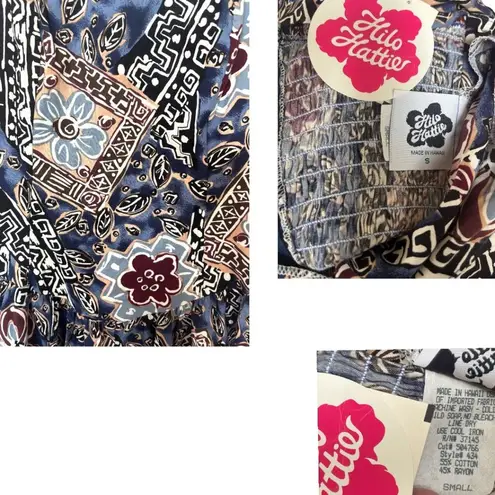 VINTAGE Y2K DEADSTOCK HILO HATTIE BOHO FLORAL MIDI DRESS SMALL NWT Blue