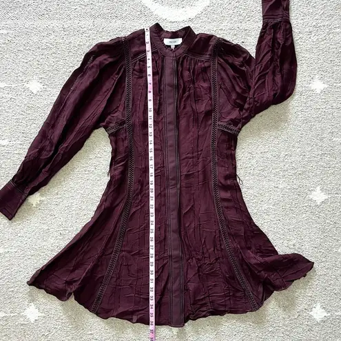 Reiss Harriet Belted Long Sleeve Burgundy Mini Dress Size 4