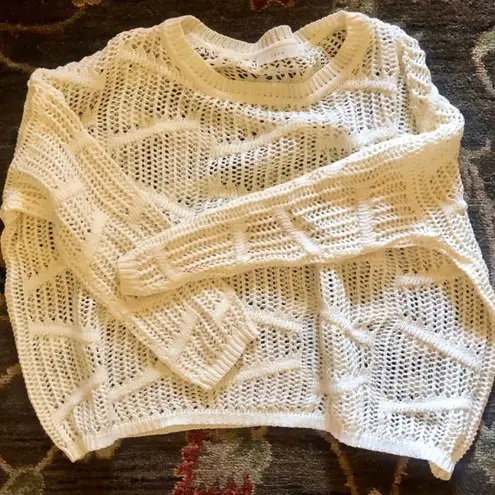 Lush Crochet Sweater Top White Size M