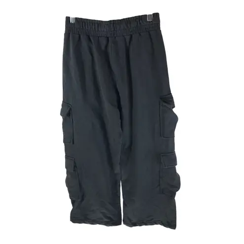 Bershka Womens Cargo Pants Capri Crop Wide Leg Knit Pull On Cotton Blend Gray XS