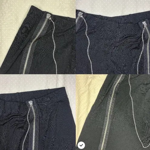 Two Zipper Chain Mid Length Skirt Black Size M