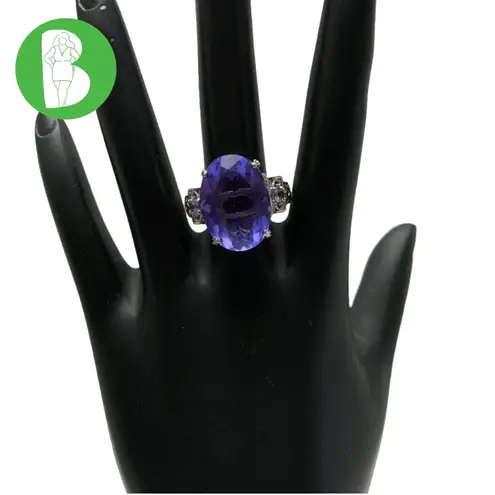 FINE STERLING SILVER 925 TOPAZ & TANZANITE STATEMENT RING (8) Purple