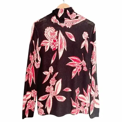 Nic+Zoe NWT Sweater Flowering Tundra Turtleneck Black Multi Size Medium NEW - Image 3