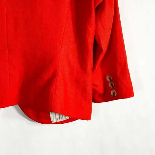 Cremieux Large Blazer Linen Vibrant Orange Lined Jacket Single Button 197