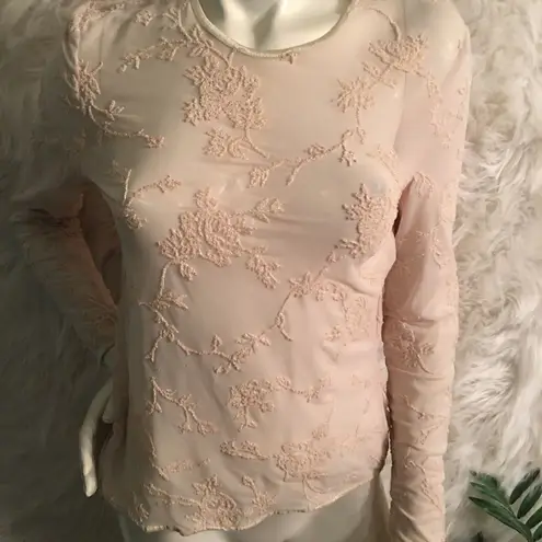 RARE RENFREW SCOTLAND BEADED PEARL SHIMMER SHEER TOP Size undefined