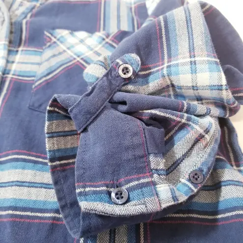 HAYES Plaid Button Front Shirt Long Sleeves Collared Blue