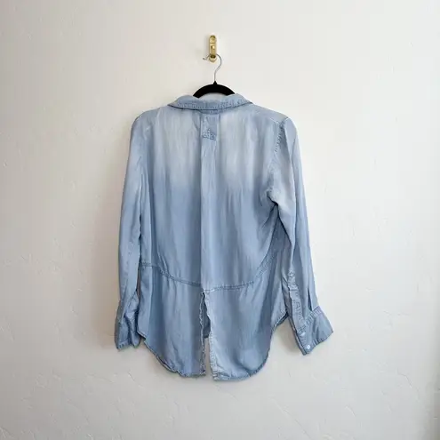 Laju | Collared Button Down Layer Denim Jean Top Shacket in Blue Size M