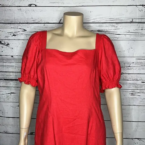 Draper James RSVP Size XXL Pink Square Neckline Puff Sleeve Linen Blend Dress