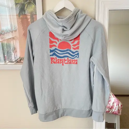 Rhythm. Dawn Fleece Vintage Sun Graphic Pullover Hoodie Sky Blue Size Large
