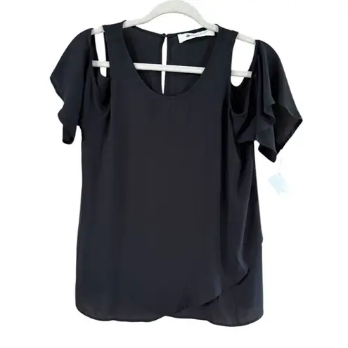 The Impeccable Pig Black Ruffled Cut Out Blouse