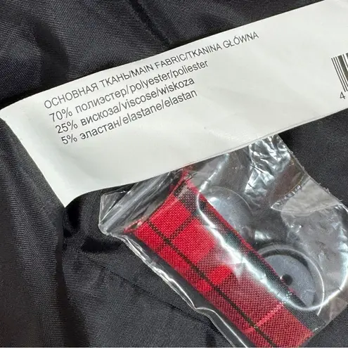 BeFree Tartan Plaid Double Breasted Tie Waist Trench Overcoat Red XS