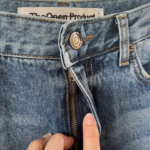 TheOpen Product Women's Super High Rise Ripped Knee Jeans Size 2 (30" Waist) Blue