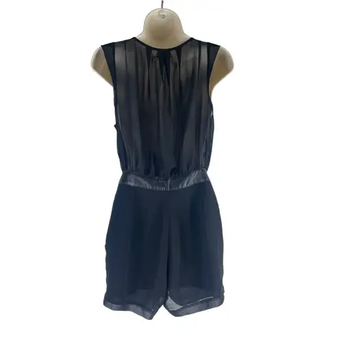 Silence+Noise UO Faux Wrap Chiffon Belted Romper Black Size 2