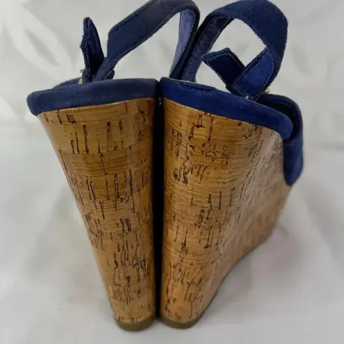 DOLCE VITA Women’s Jill Open Toe Slingback Wedge Sandal Suede Blue Size 10