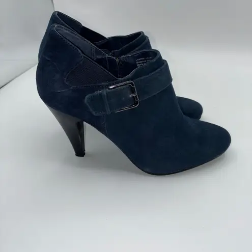 Alfani Womens Shirlee Navy Blue Suede Buckle Ankle Boots 6M Western Boho Casual