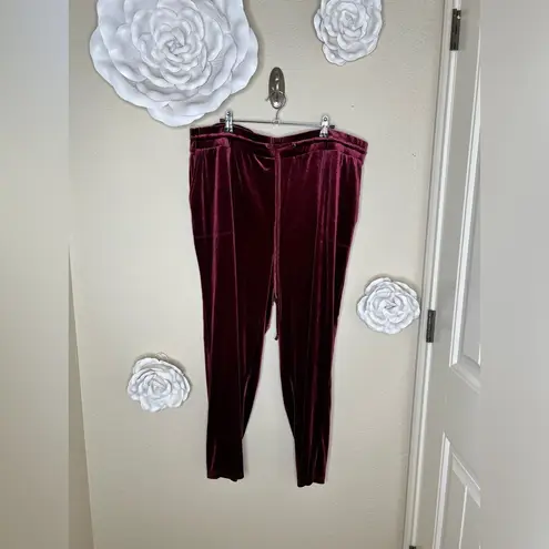 Torrid NTM: Velvet Burgundy/Maroon Elastic Waist Tapered Pull On Pants Size 4